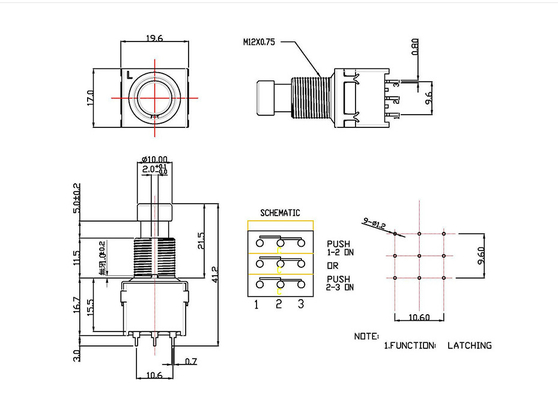 Pcb гитары педального контроллера 2A 250VAC гитары 17mm 12mm роторный